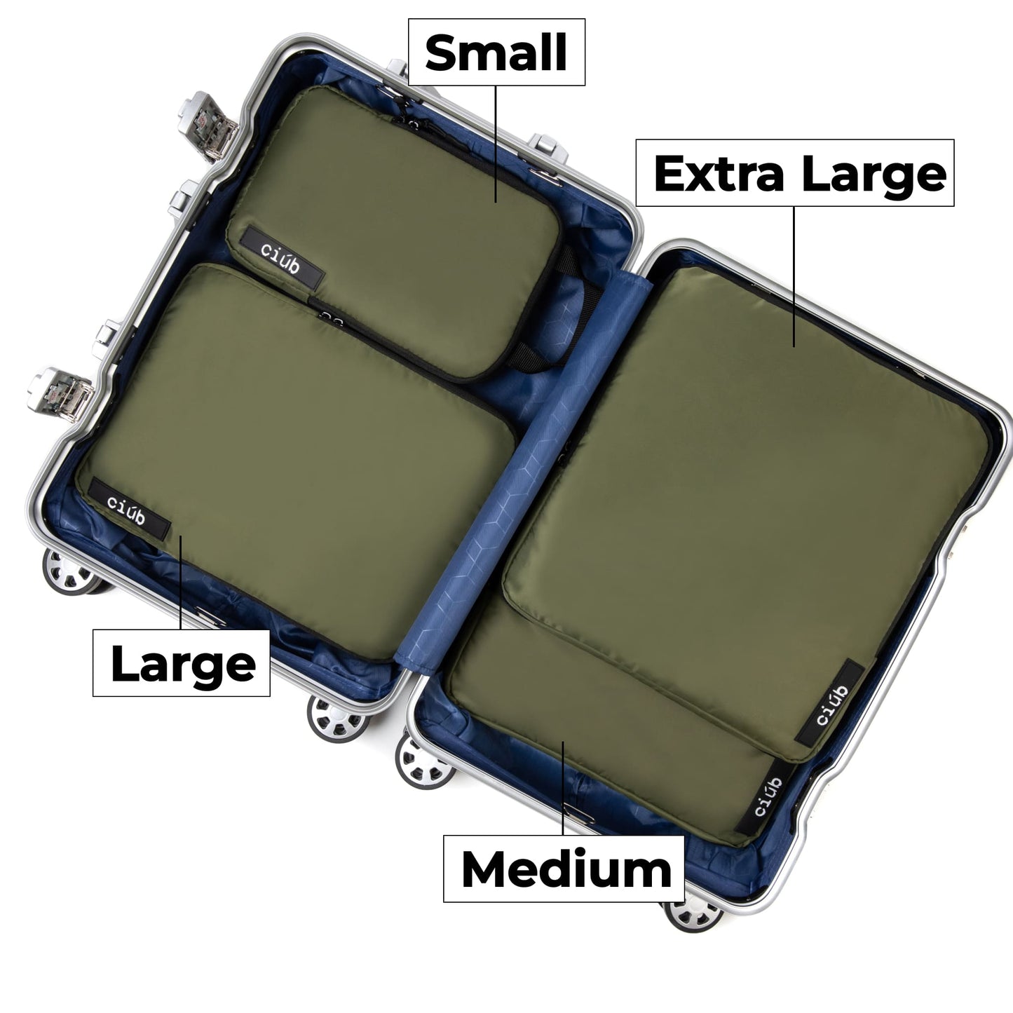 Khaki Packing Cubes - 4 Pack