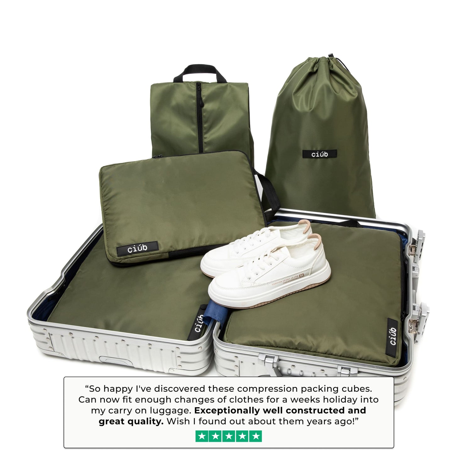 Khaki Packing Cubes - 4 Pack