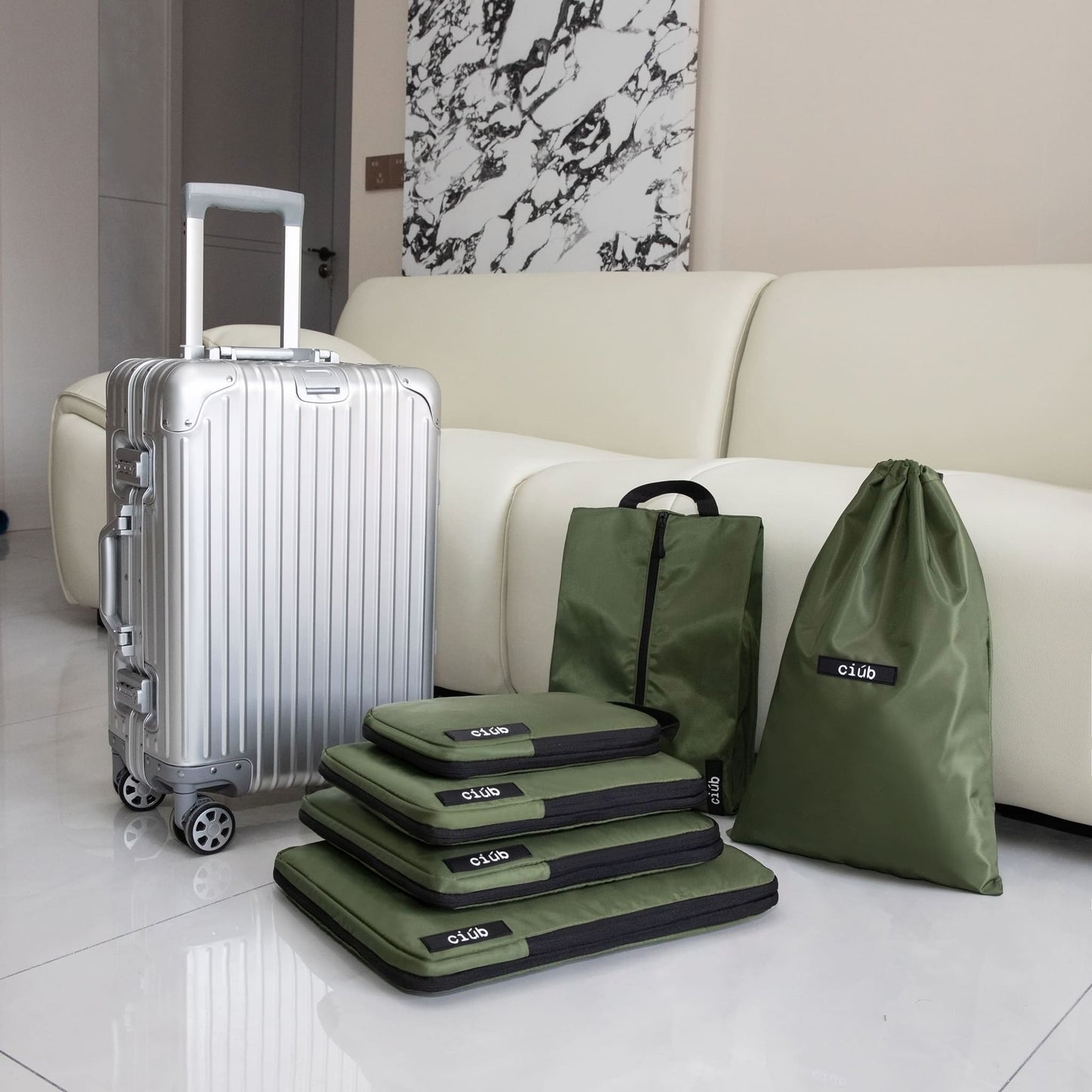 Khaki Packing Cubes - 4 Pack