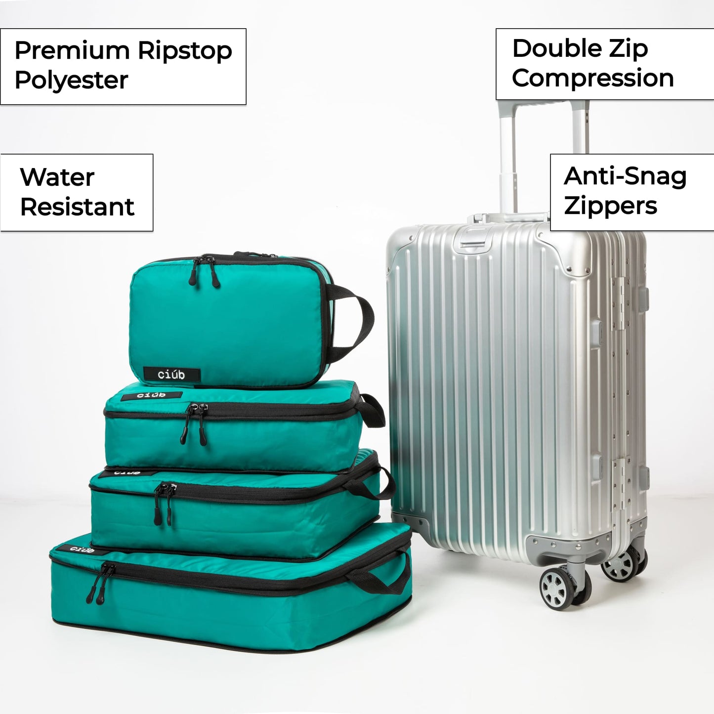 Green Packing Cubes - 4 Pack