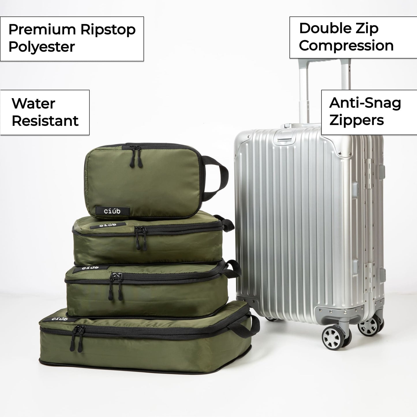 Khaki Packing Cubes - 4 Pack