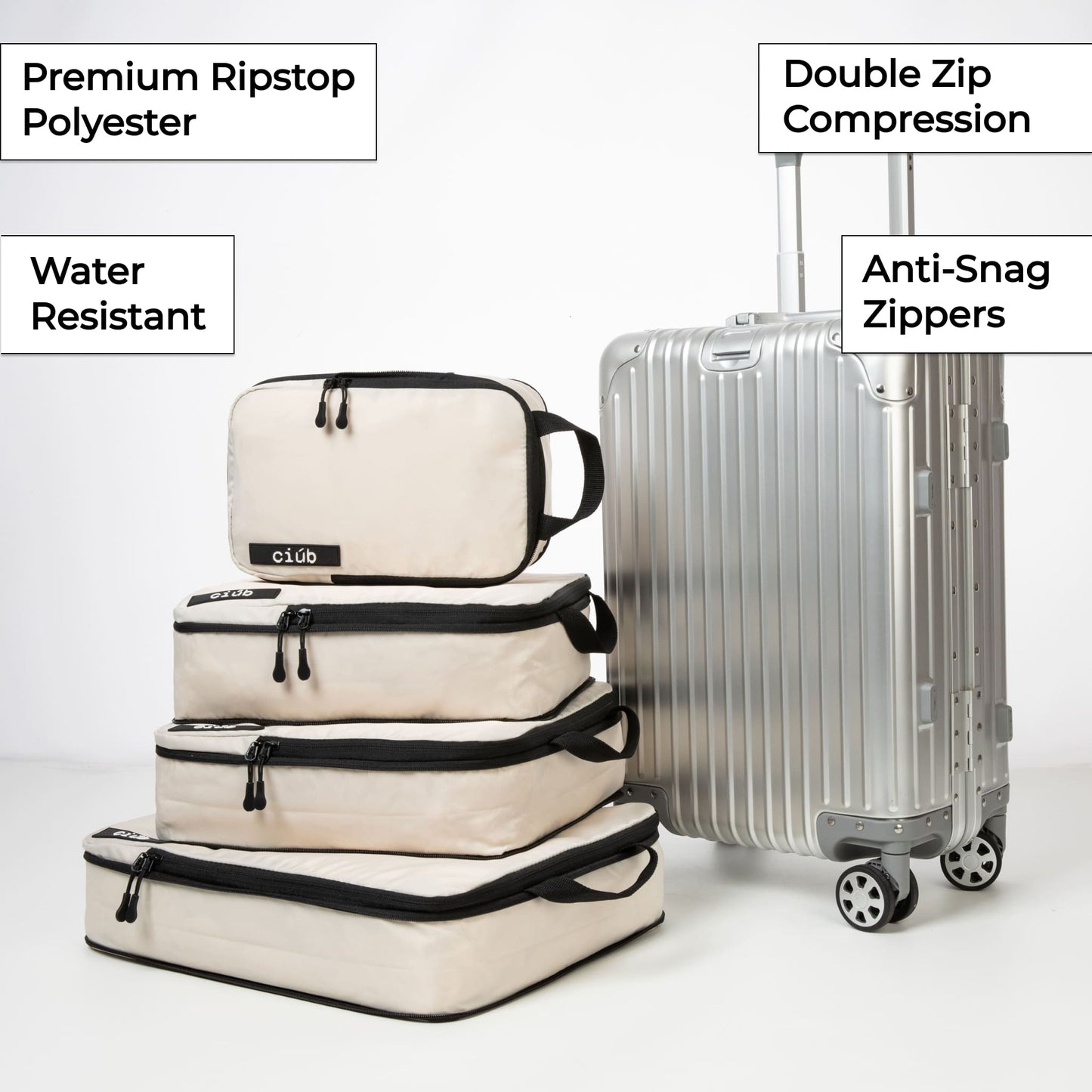 Beige Packing Cubes - 4 Pack