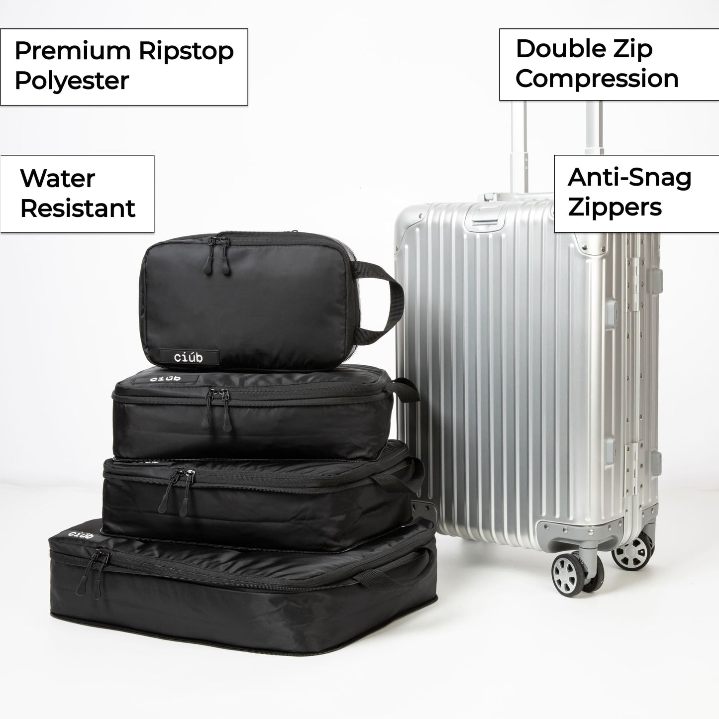 Black Packing Cubes - 4 Pack